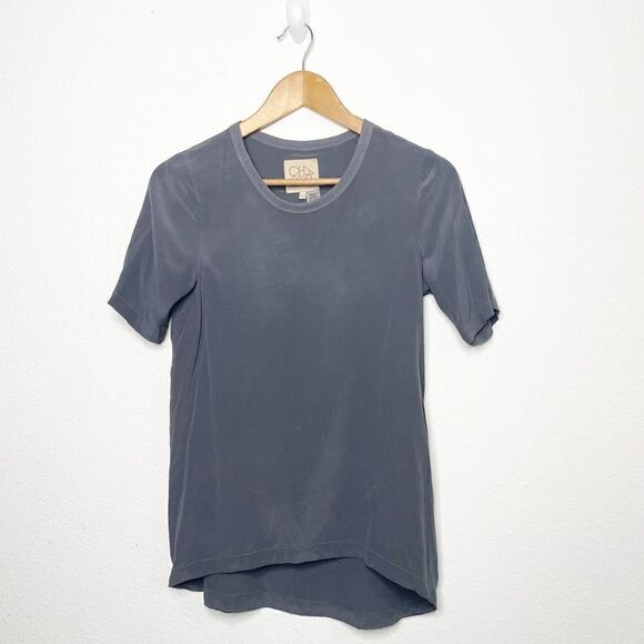 Chaser Women’s Gray 100% Silk Short Sleeve Top Size XS - Picture 1 of 9